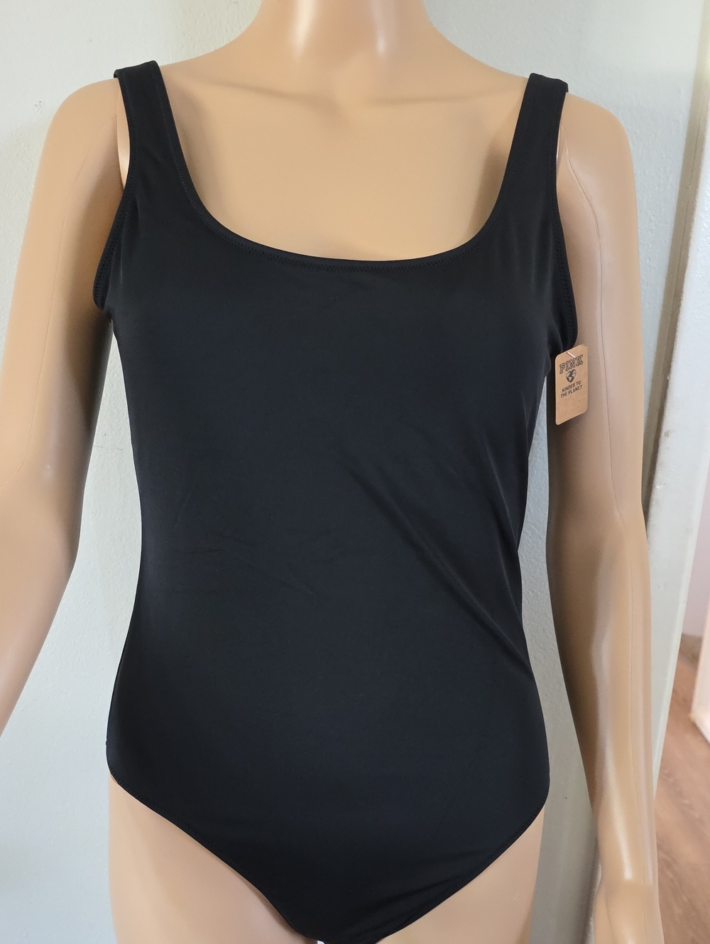 PINK Victoria's Secret Black Scoop Neck Tank Bodysuit